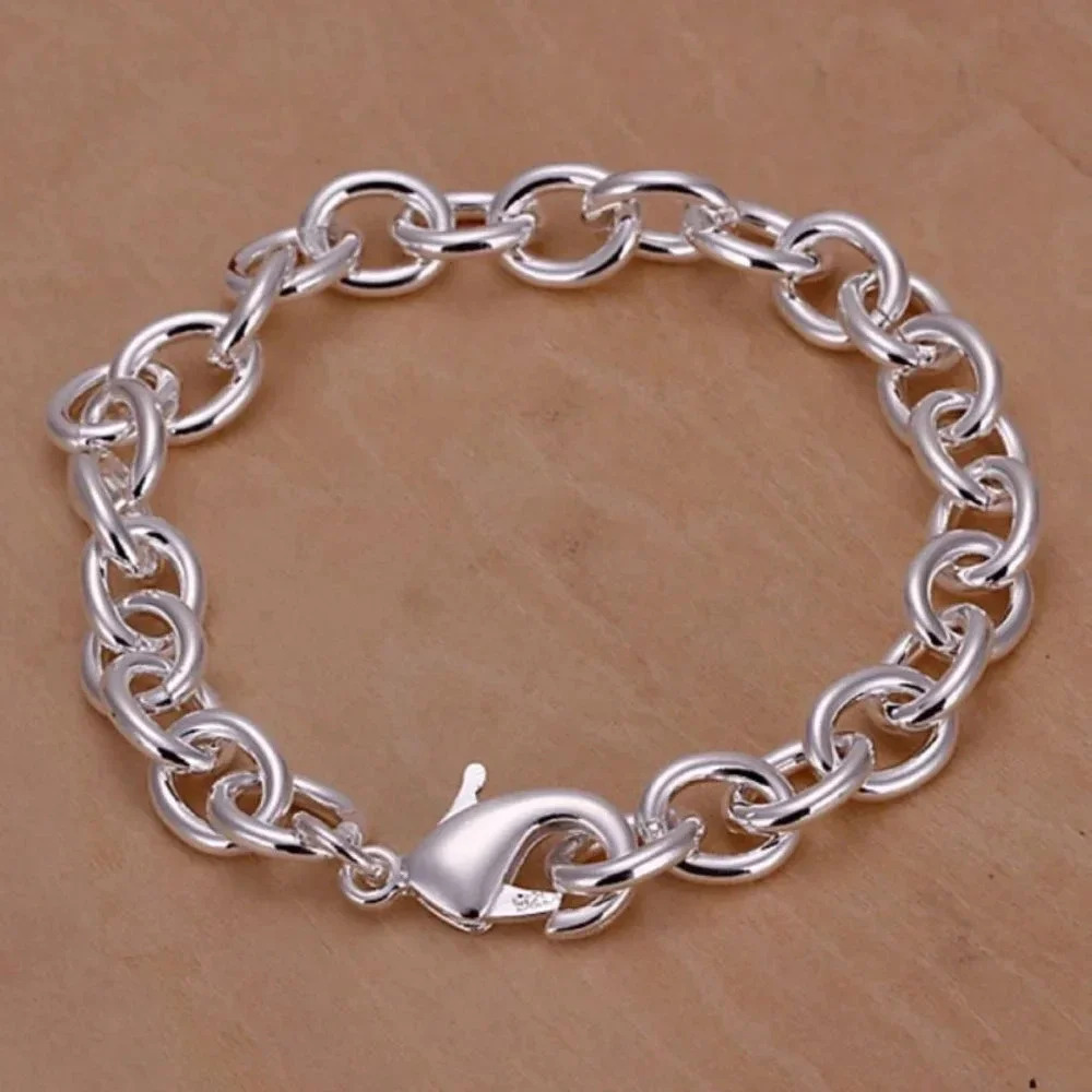 925 Sterling Silver Chunky Link Bracelet Silver Large Chain Link Bracelet